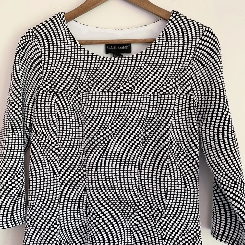 Frank Lyman Op-Art Swirl Fit & Flare Dress Sz 10